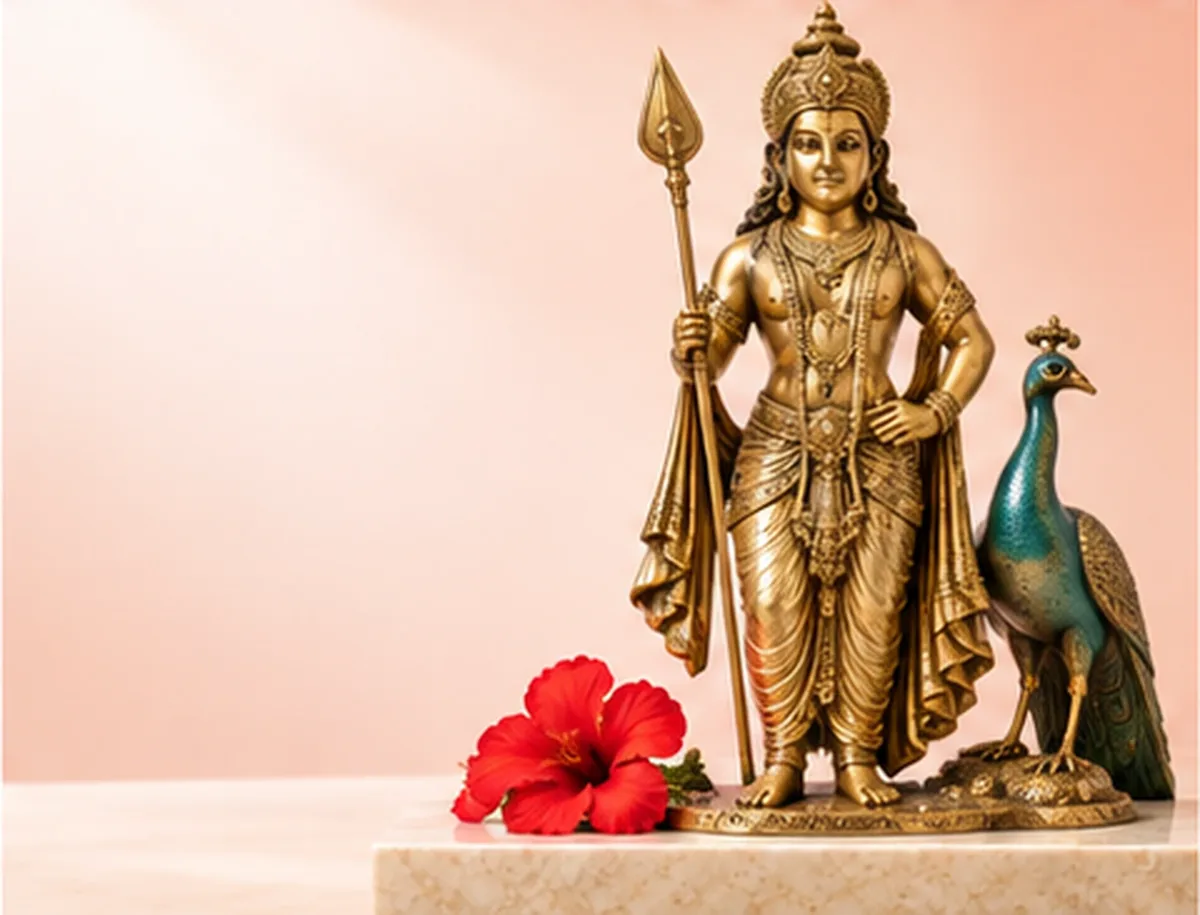 Brass murti of Kartikeya
