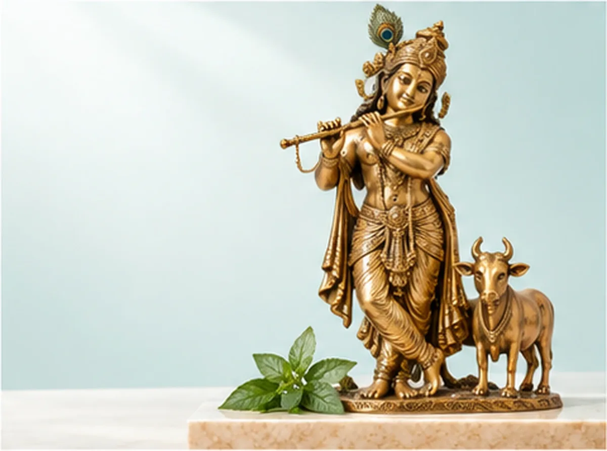 Brass murti of Krishna