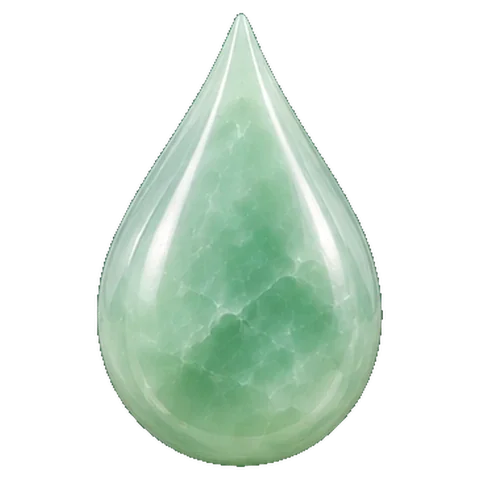 Pale jade carving of a teardrop, the symbol of Ardra