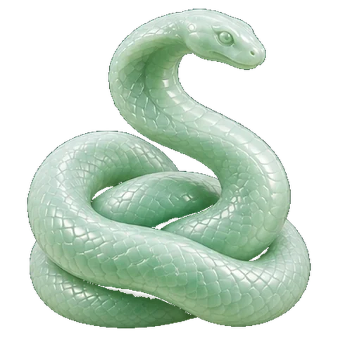 Pale jade carving of a coiled serpent, the symbol of Ashlesha
