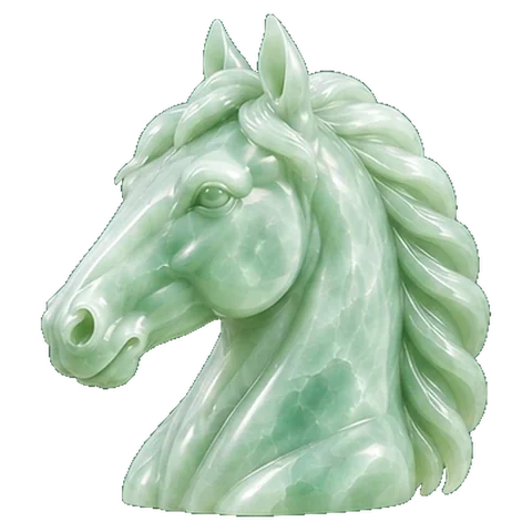 Pale jade carving of a horse's head, the symbol of Ashwini