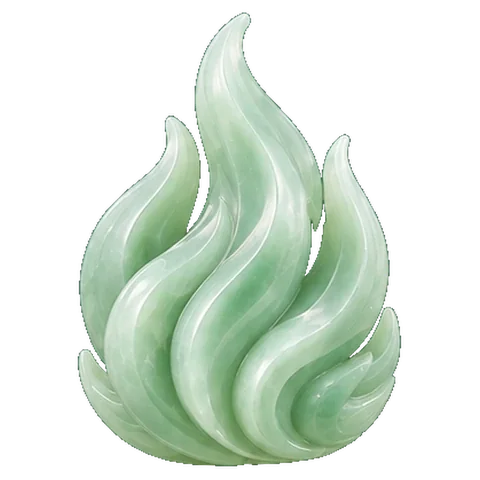 Pale jade carving of a razor or flame, the symbol of Krittika