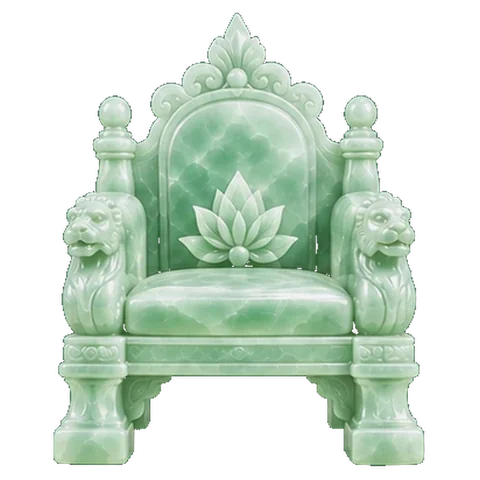 Pale jade carving of a royal throne, the symbol of Magha