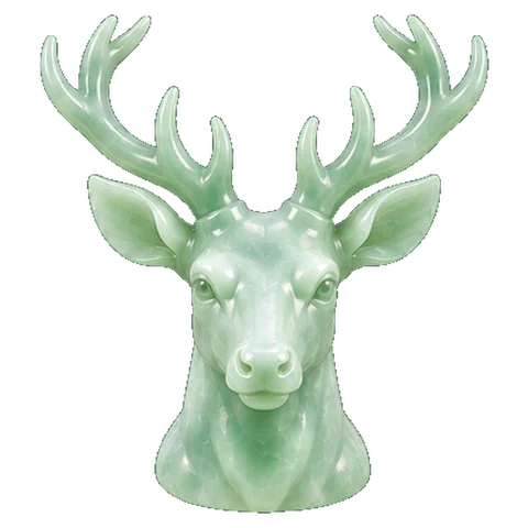 Pale jade carving of a deer's head, the symbol of Mrigashira