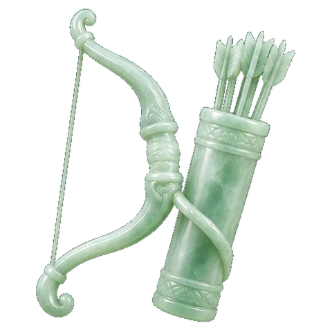 Pale jade carving of a quiver of arrows, the symbol of Punarvasu