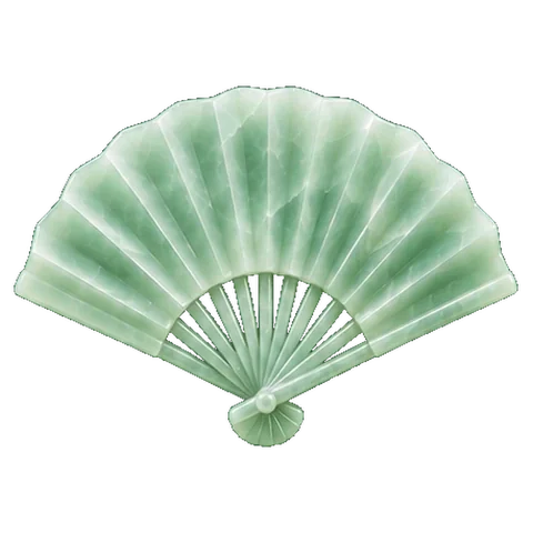 Pale jade carving of a fan or winnowing basket, the symbol of Purva Ashadha