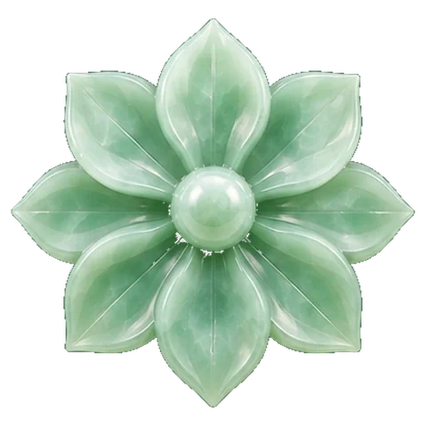 Pale jade carving of a cow's udder (also a flower or a circle), the symbol of Pushya