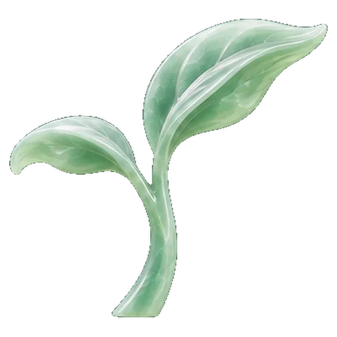 Pale jade carving of a young shoot swaying in the wind, the symbol of Swati