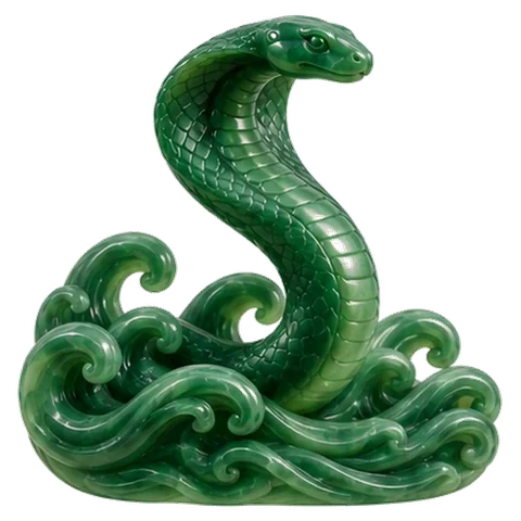 Jade carving of the twin serpent of Uttara Bhadrapada
