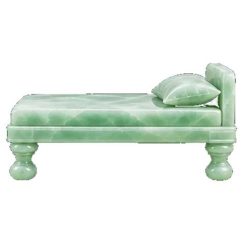 Pale jade carving of the back legs of a bed, the symbol of Uttara Phalguni
