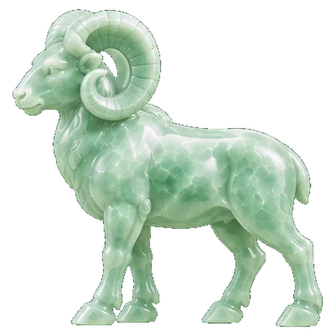 Pale jade carving of the ram, the figure of Aries