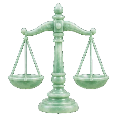 Pale jade carving of a man holding a balance (scales), the figure of Libra