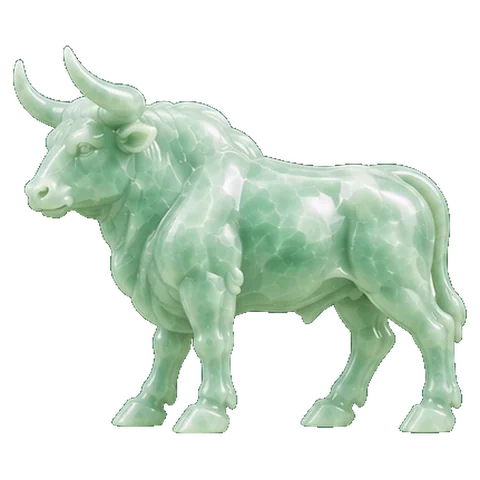 Pale jade carving of the bull, the figure of Taurus