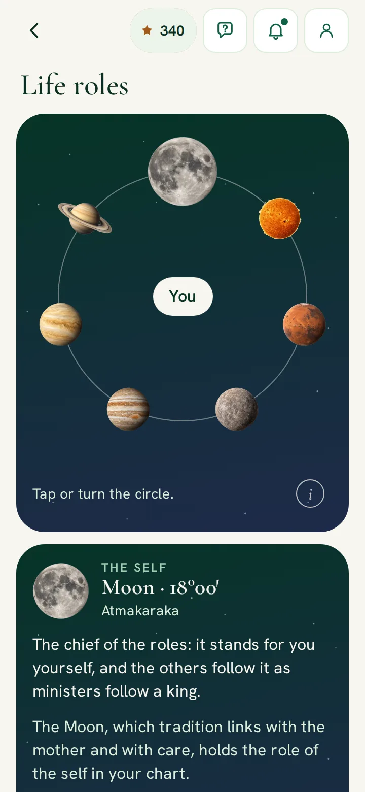 RitamSage app screen: Life roles